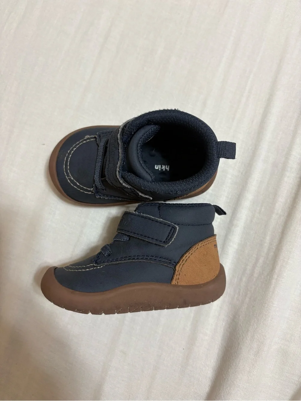 Stride Rite Navy and Brown Toddler velcro boots